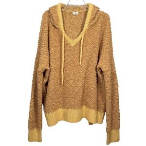 POL Mustard Tan Popcorn Knit Hooded Sweater Oversized 3XL POL15 PLUS